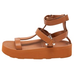 Hermès Brown Leather Enid Gladiator Sandals Size 40
