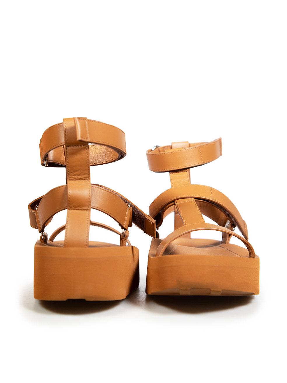Hermès Brown Leather Enid Gladiator Sandals Size IT 37.5 In Good Condition For Sale In London, GB
