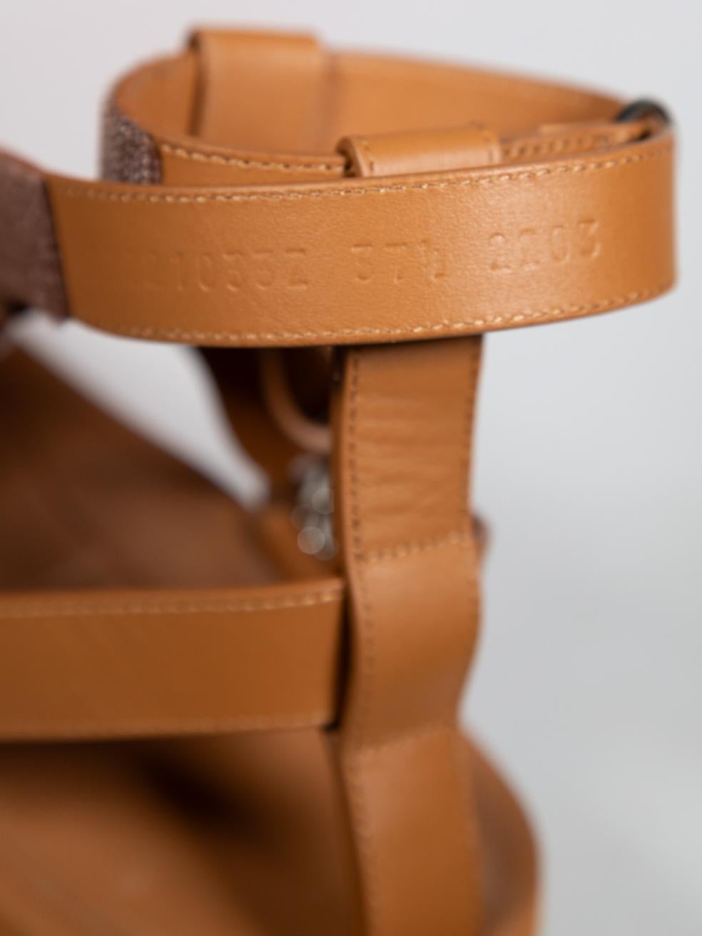 Hermès Brown Leather Enid Gladiator Sandals Size IT 37.5 For Sale 2