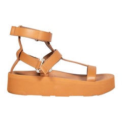 Hermès Brown Leather Enid Gladiator Sandals Size IT 37.5