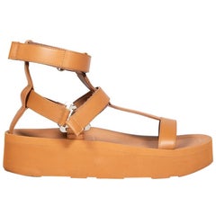 Hermès Brown Leather Enid Gladiator Sandals Size IT 37.5