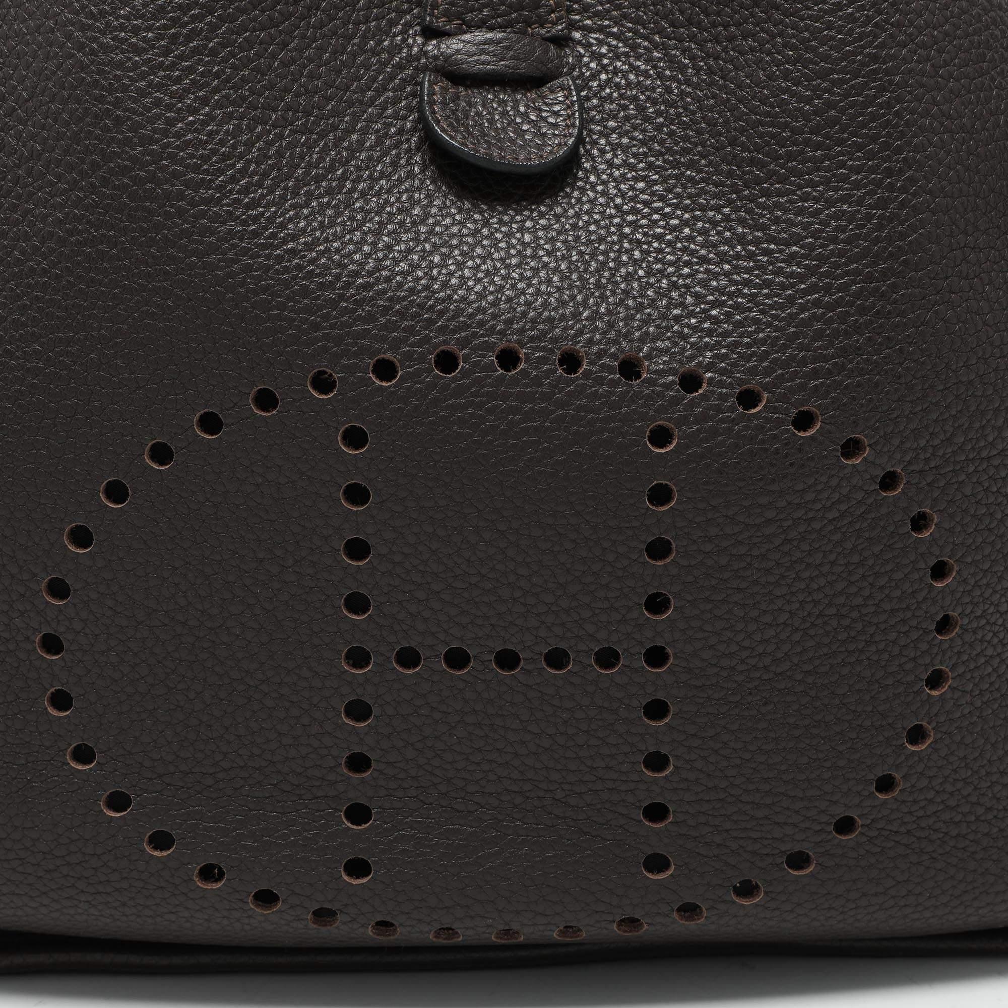Women's Hermes Brown Leather Evelyne III GM Bag For Sale