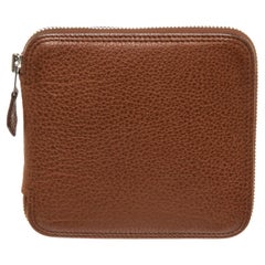 Hermes Brown Leather Folding Silky Wallet