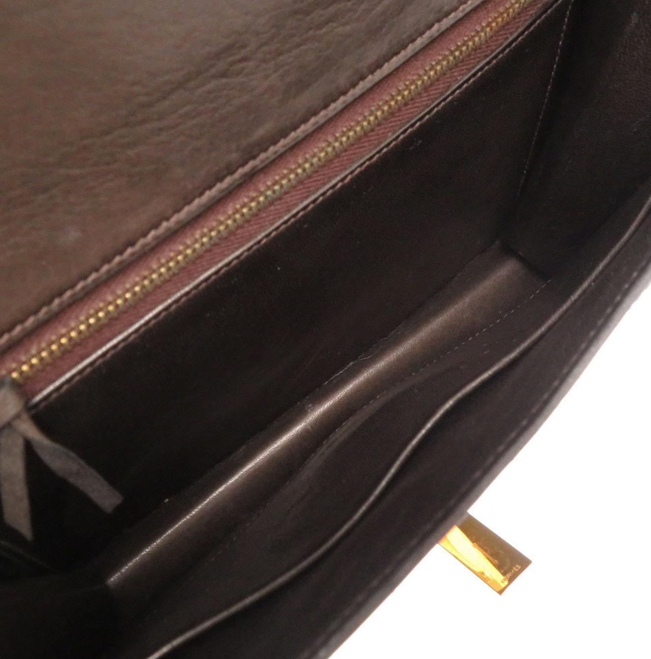 Hermes Brown Leather Gold Emblem Evening Top Handle Satchel Shoulder Flap Bag 1