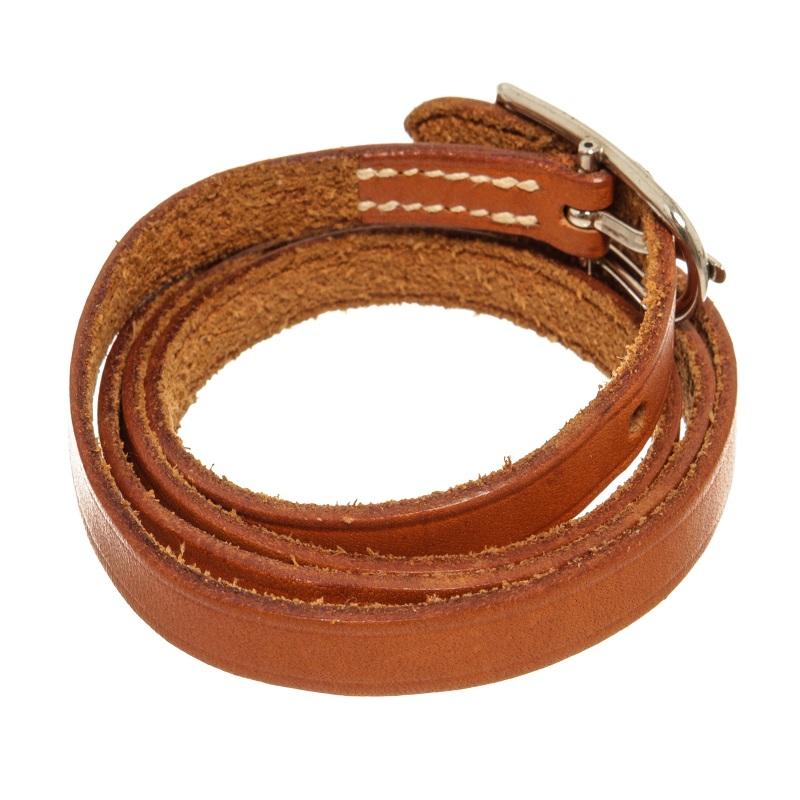 Hermes Brown Leather Hapi Bracelet In Good Condition For Sale In Irvine, CA