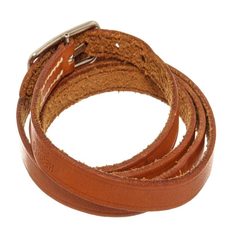 Women's Hermes Brown Leather Hapi Bracelet For Sale