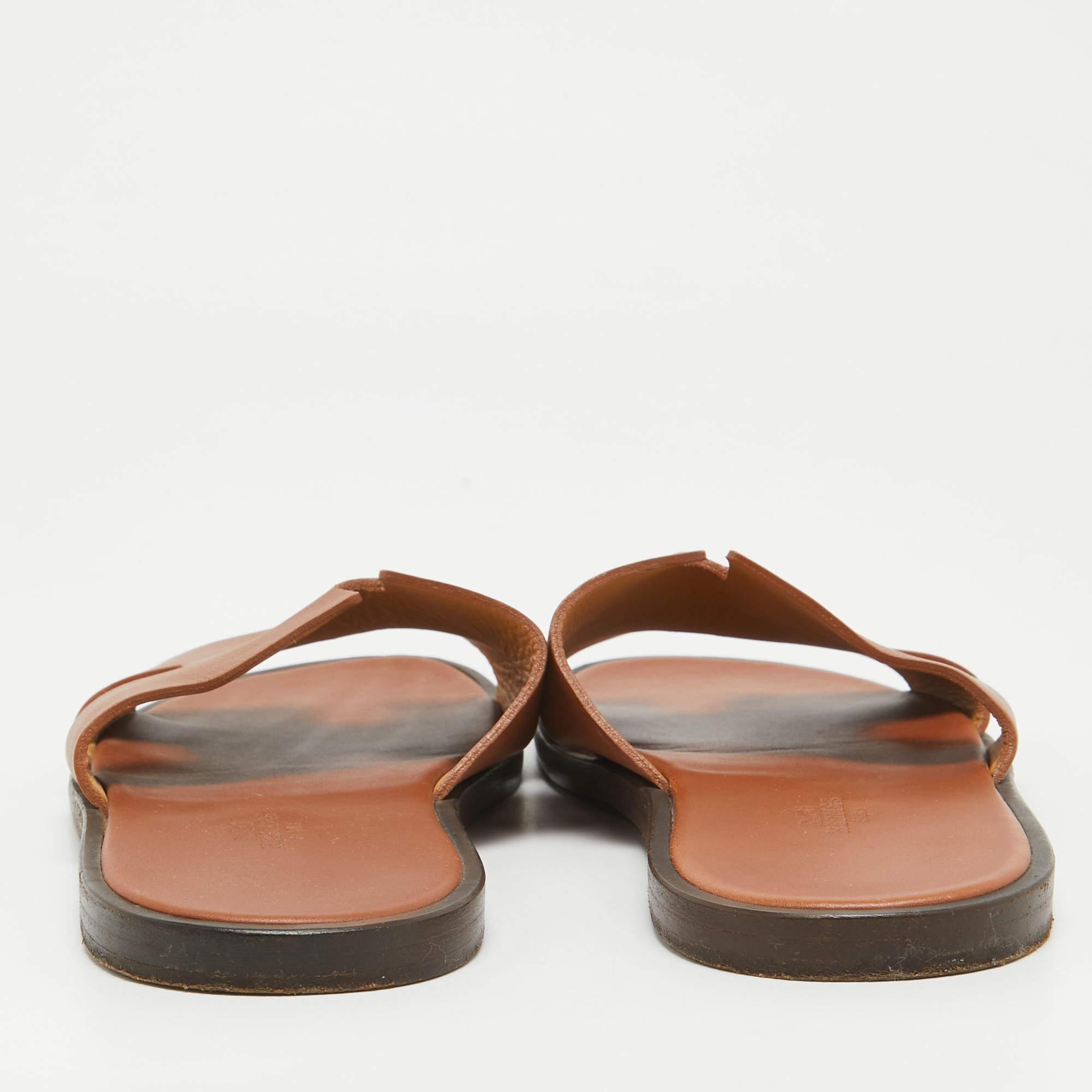 Hermes Brown Leather Izmir Sandals Size 43.5 1