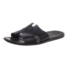Hermes Brown Leather Izmir Slide Sandals Size 43
