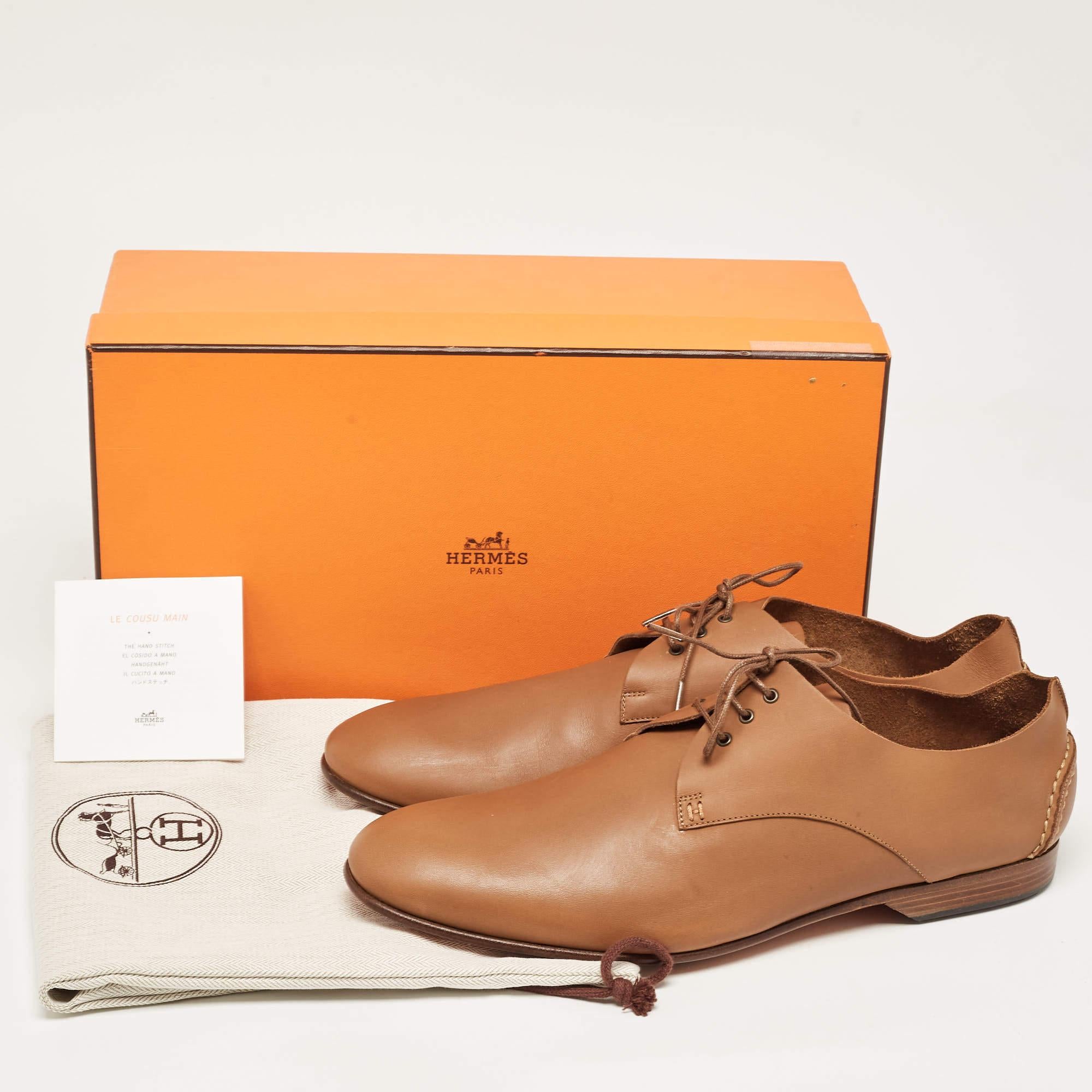 Hermes Brown Leather Kent Derby Size 44.5 5