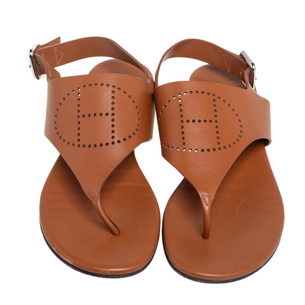 brown leather thong sandals