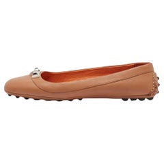 Hermes Brown Leather Liberty Ballet Flats Size 36