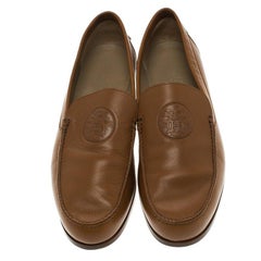 Hermes Brown Leather Lucky Moccasins Size 43