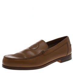 Hermes Brown Leather Lucky Moccasins Size 43