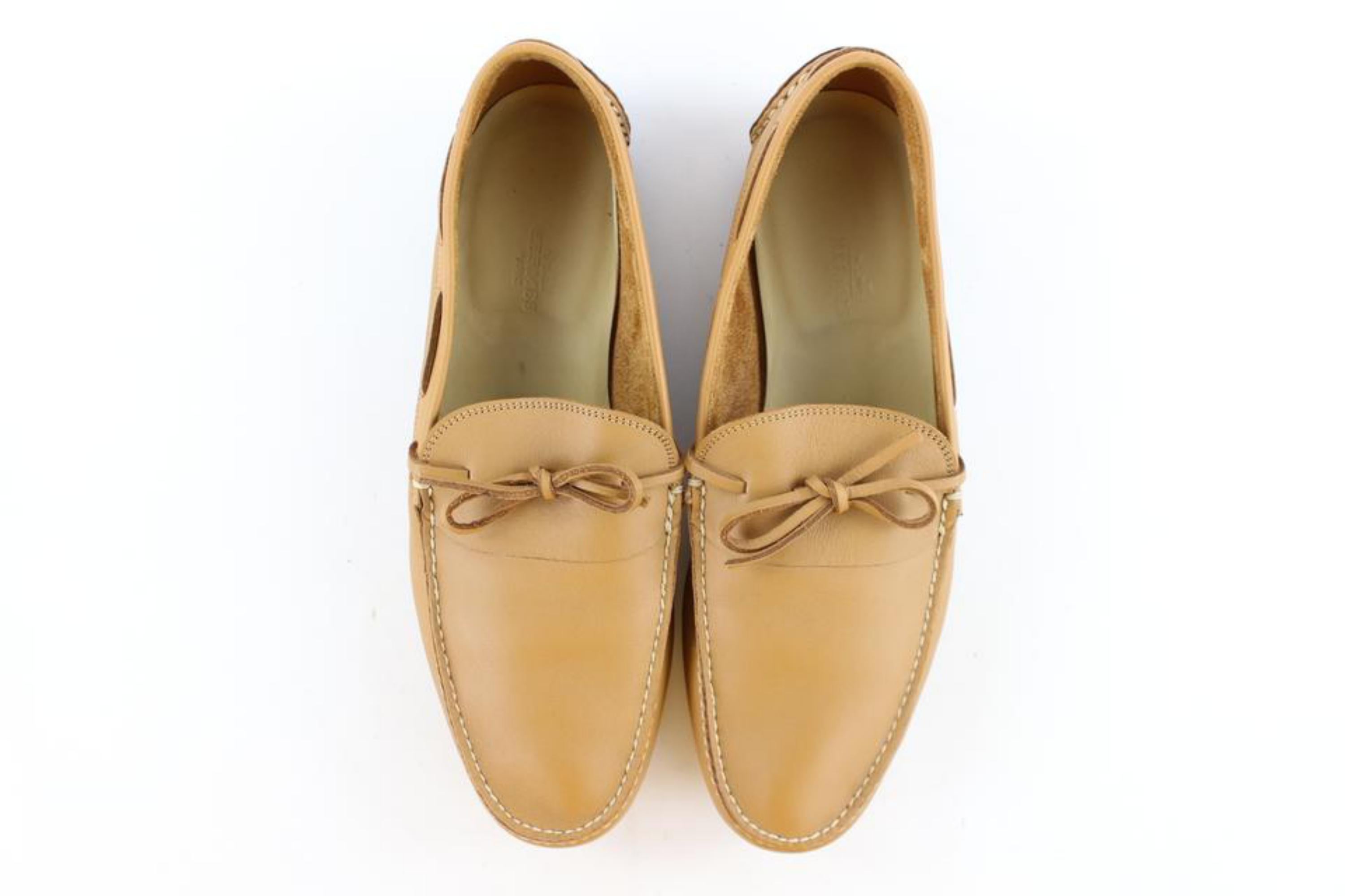Hermès Brown Leather Mocassin Loafers 1hj1020 Flats For Sale 2