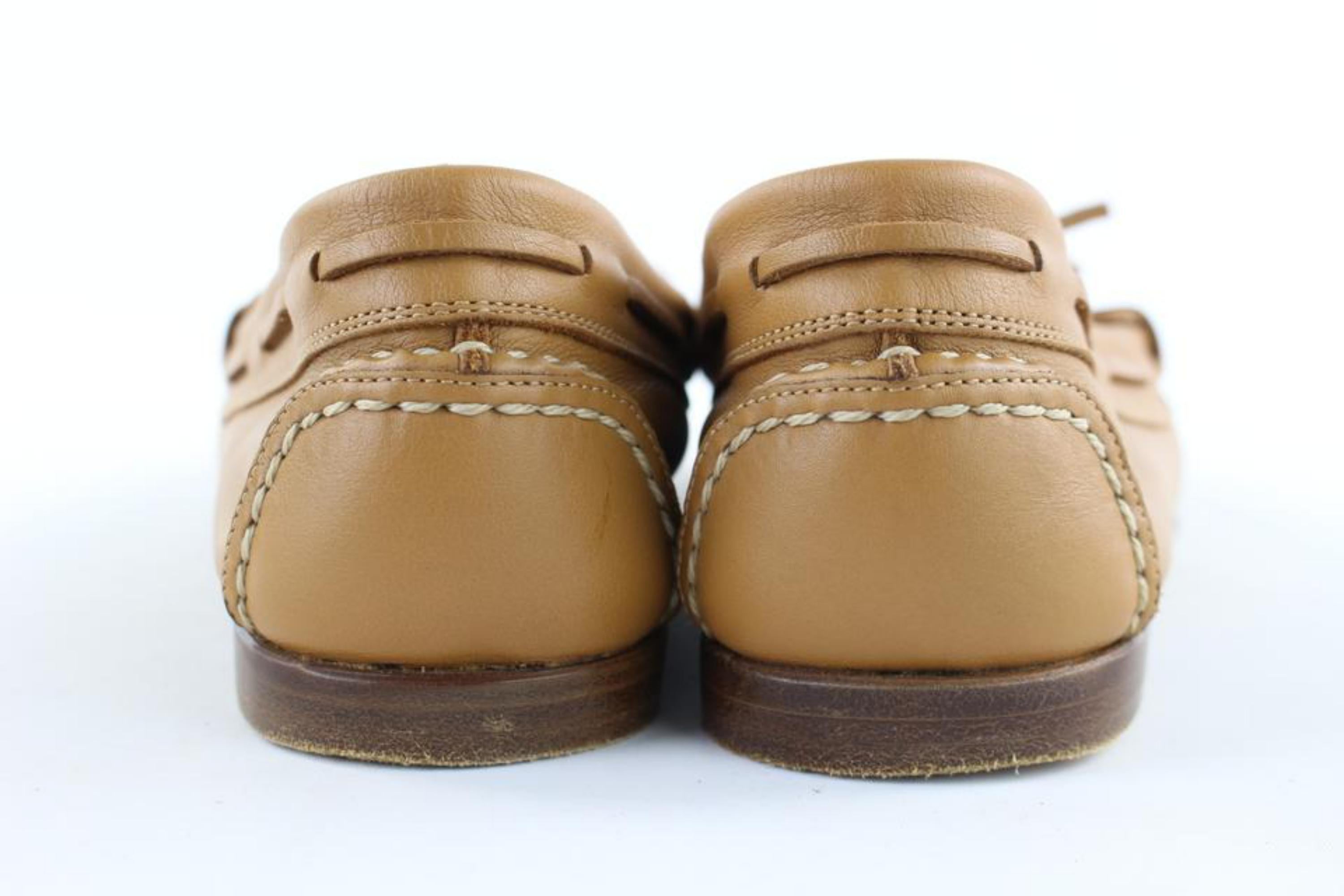 Hermès Brown Leather Mocassin Loafers 1hj1020 Flats For Sale 3