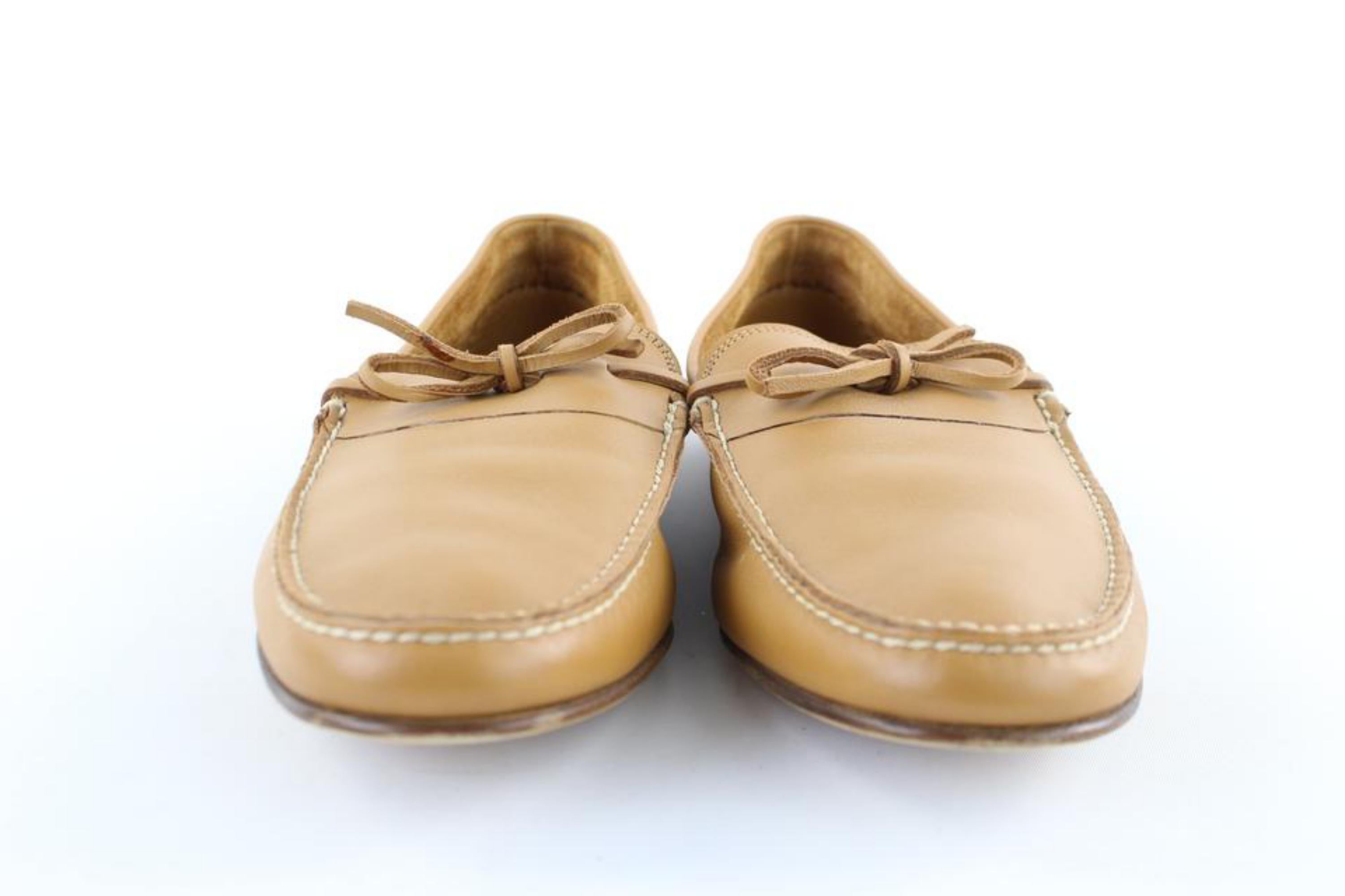 Hermès Brown Leather Mocassin Loafers 1hj1020 Flats For Sale 4