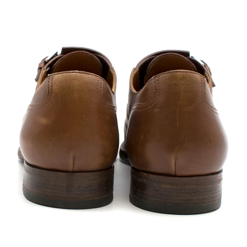 Hermes Brown Leather Monk Brogues SIZE 42 In Good Condition In London, GB