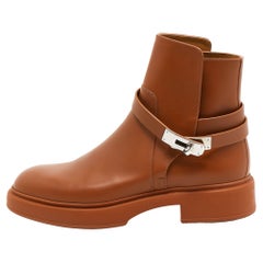 Hermes Brown Leather Neo Ankle Boots Size 40