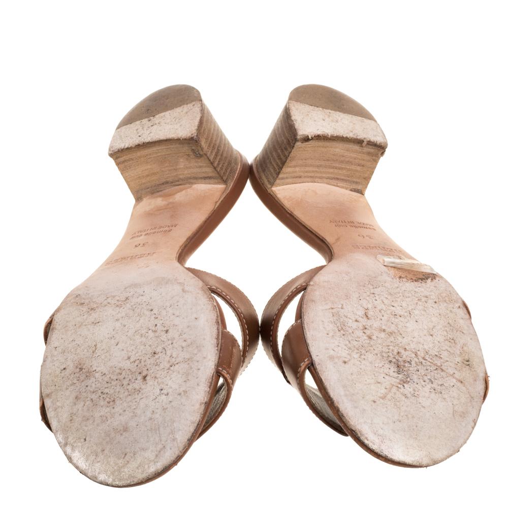 Hermès Brown Leather Oasis Slide Sandals Size 36 1