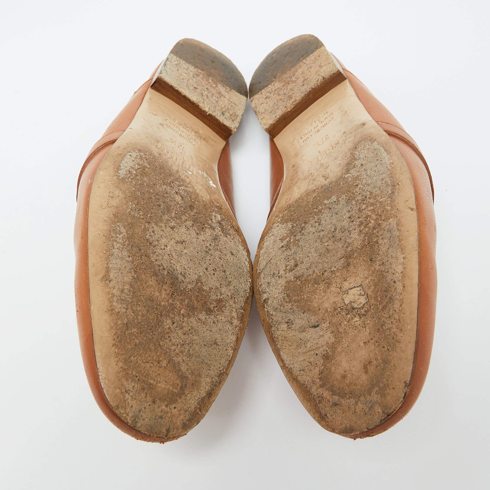 Hermes Brown Leather Oz Flat Mules Size 37.5 2