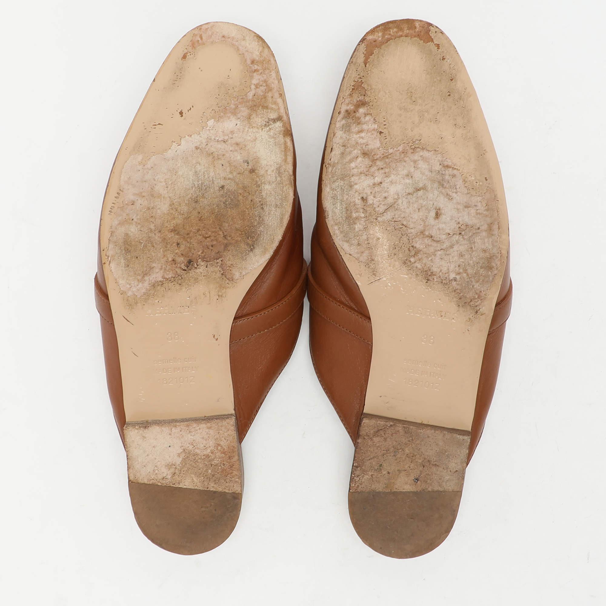 Hermes Brown Leather Oz Mules Size 38 For Sale 2