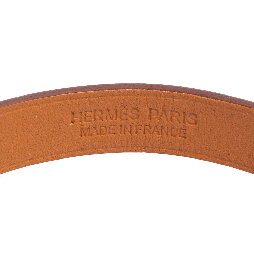 Hermès Brown Leather Palladium Plated Java 10 Bracelet M 3