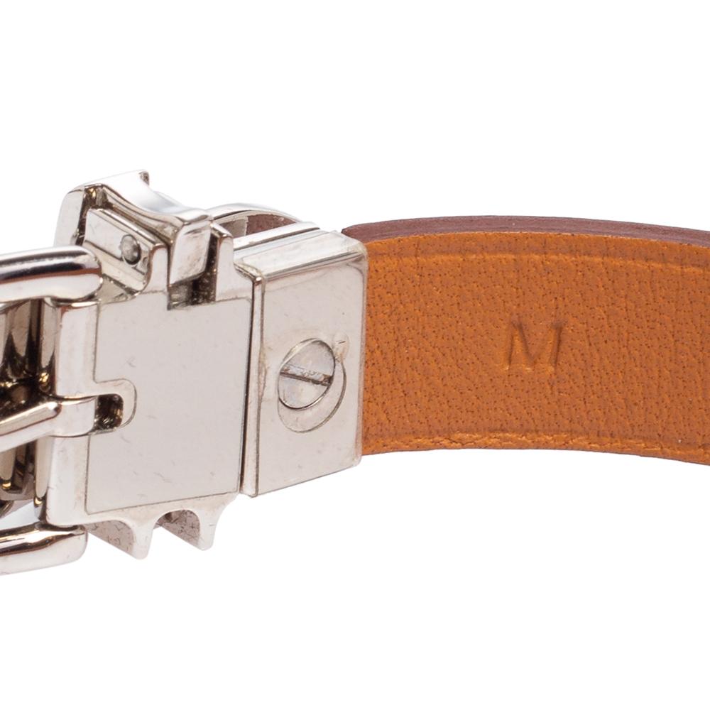 Hermès Brown Leather Palladium Plated Java 10 Bracelet M 4