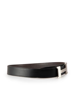Hermès Brown Leather Silver ’H’ Buckle Belt