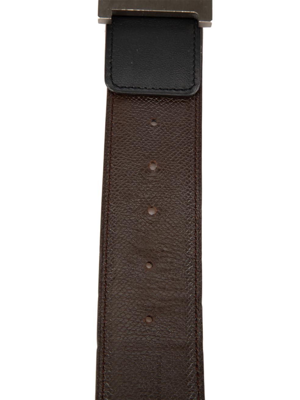 Hermès Brown Leather Silver 'H' Buckle Belt en vente 1