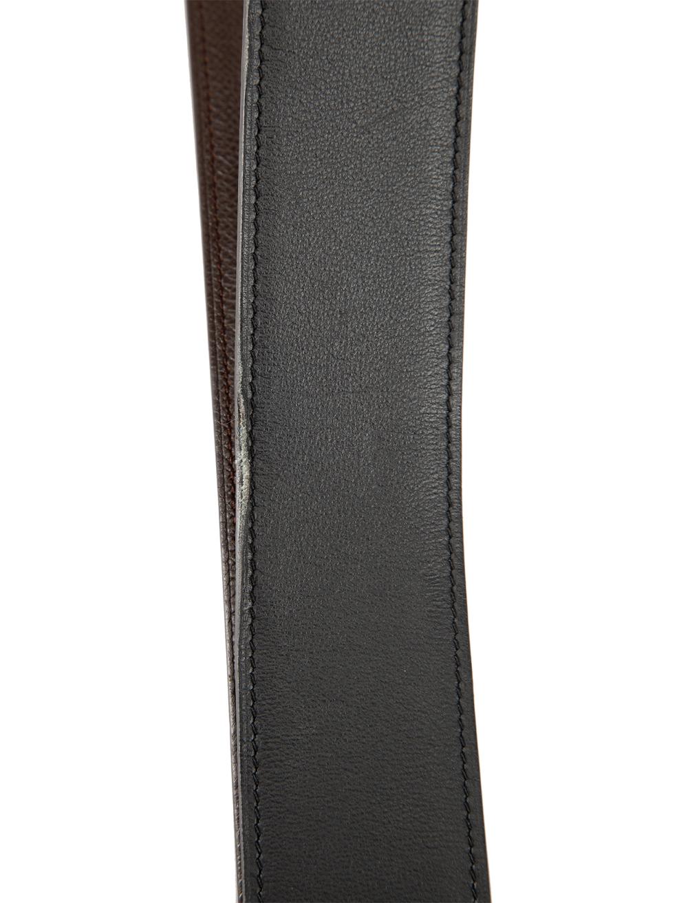 Hermès Brown Leather Silver ’H’ Buckle Belt For Sale 1