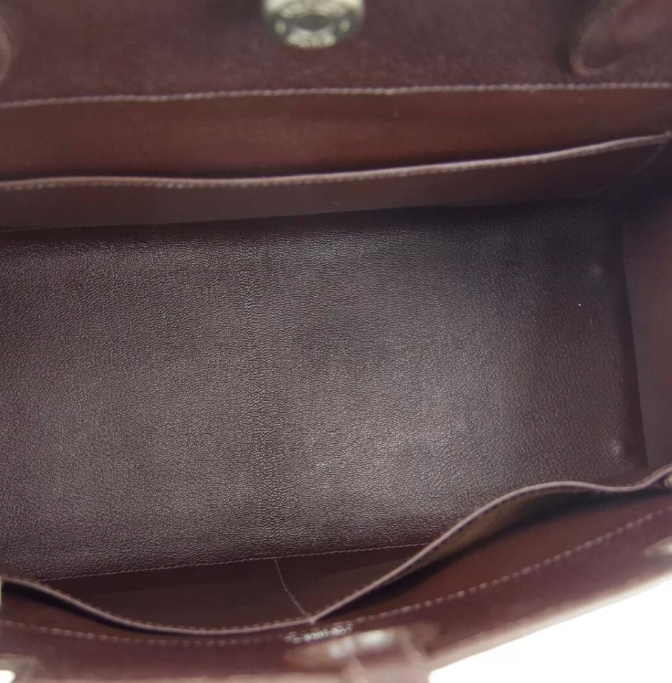 Women's Hermes Brown Leather Silver Sellier Top Handle Satchel Carryall Tote Bag in Box