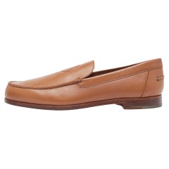 Hermès Brown Leather Slip On Loafers Size 44