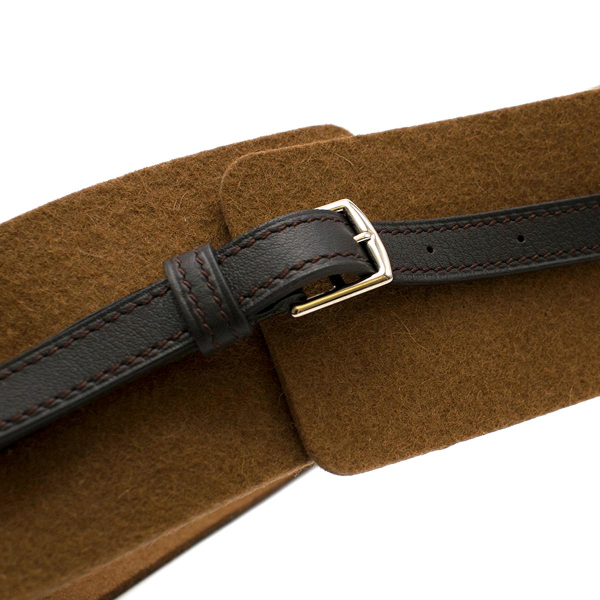 Hermes Brown Leather & Tan Wool Felt Belt In Excellent Condition In London, GB