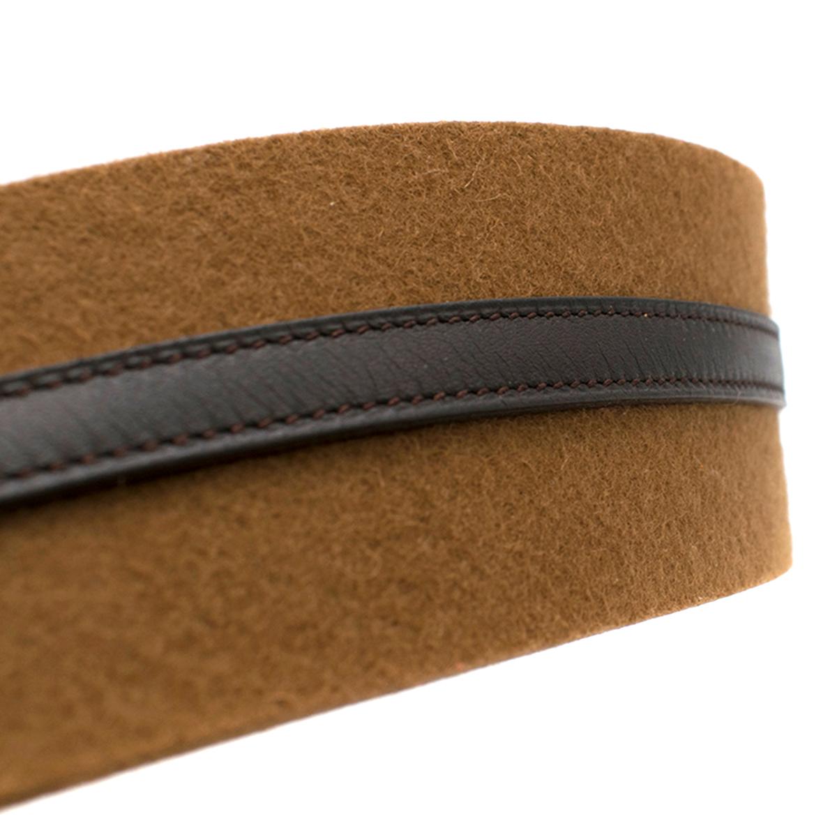 Women's Hermes Brown Leather & Tan Wool Felt Belt
