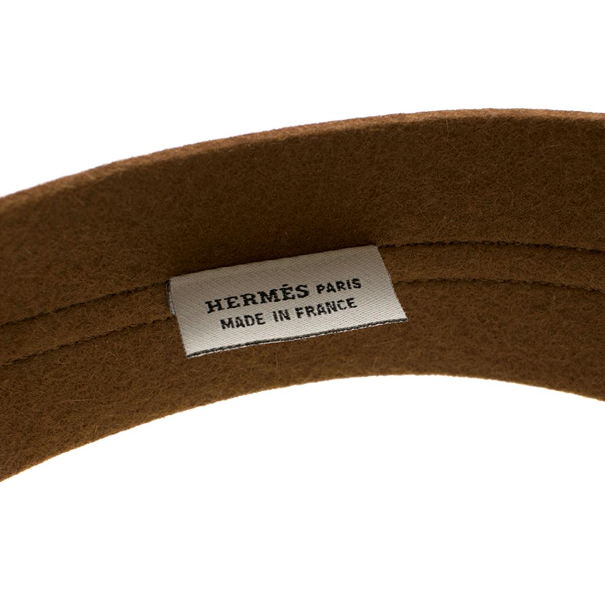 Hermes Brown Leather & Tan Wool Felt Belt 1