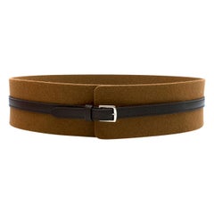 Hermes Brown Leather & Tan Wool Felt Belt