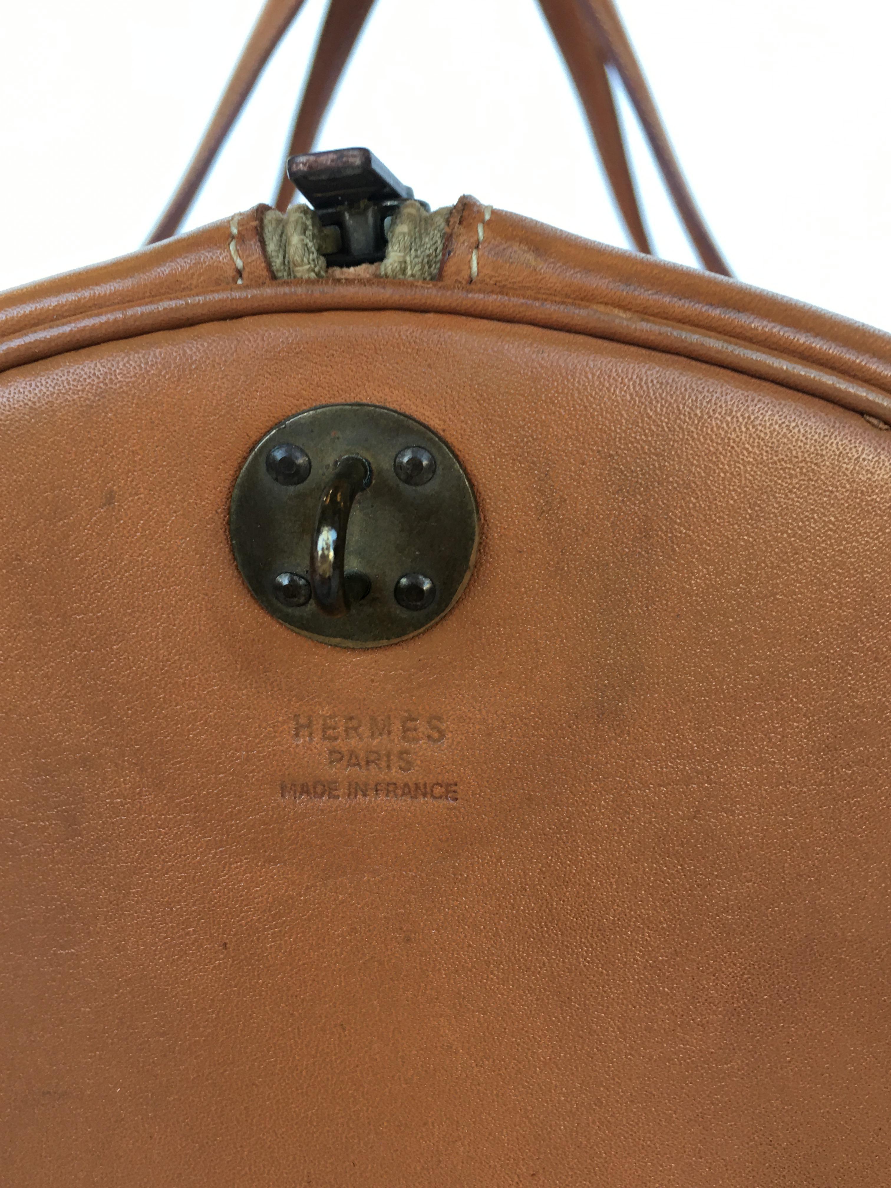 20th Century Hermes Brown Leather Travel Bag, 1960s