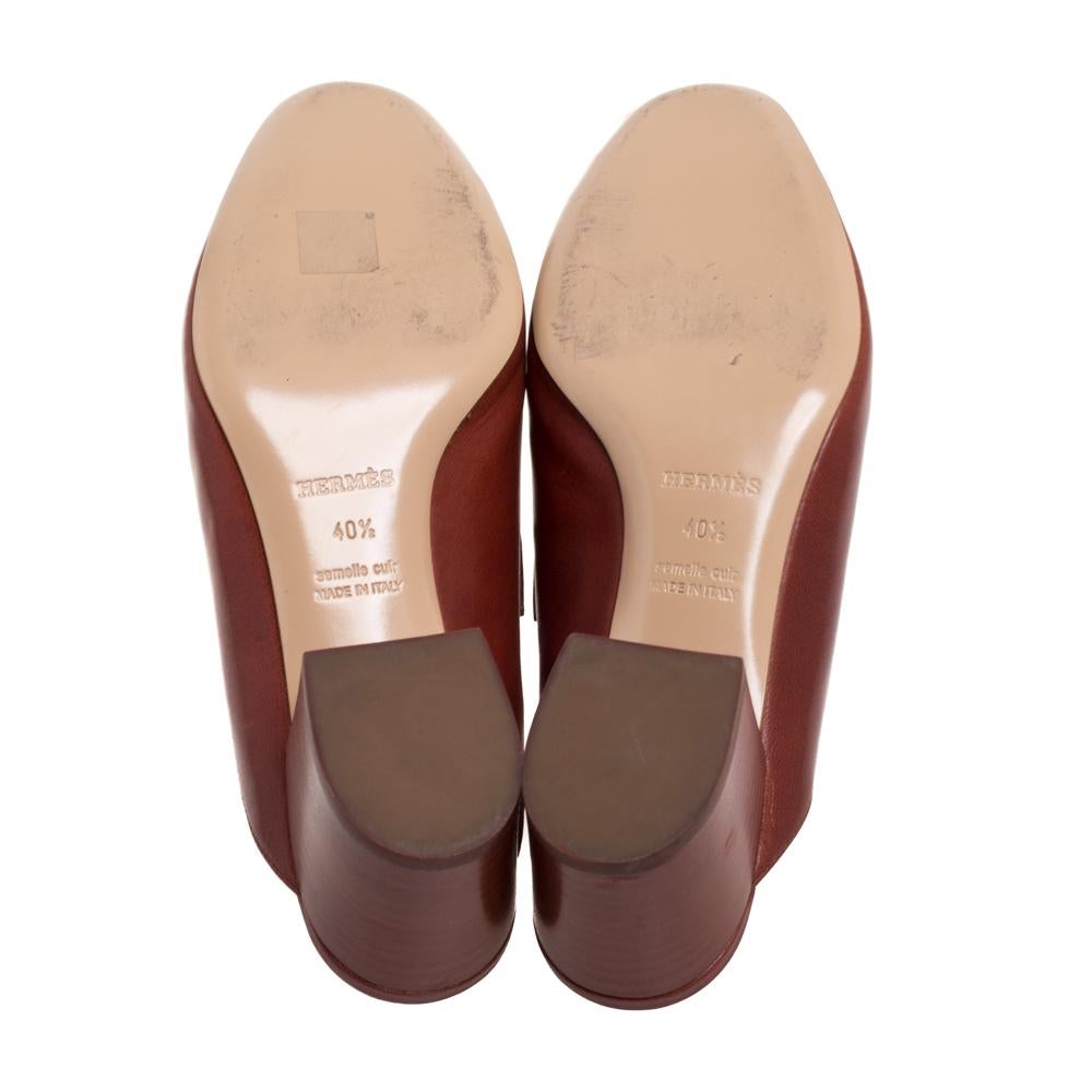 Hermes Braun Leder Tuileries Block Heel Pantoletten Größe 40,5 Damen