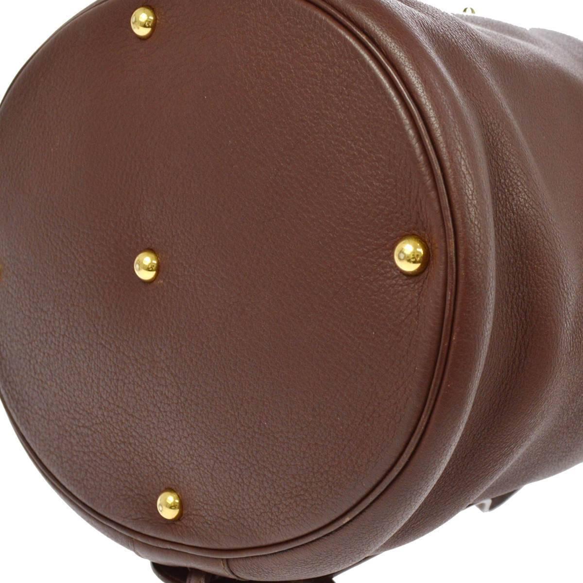 Hermes Brown Leather Vanity Jewelry Travel Storage CarryAll Handle Shoulder Bag 3
