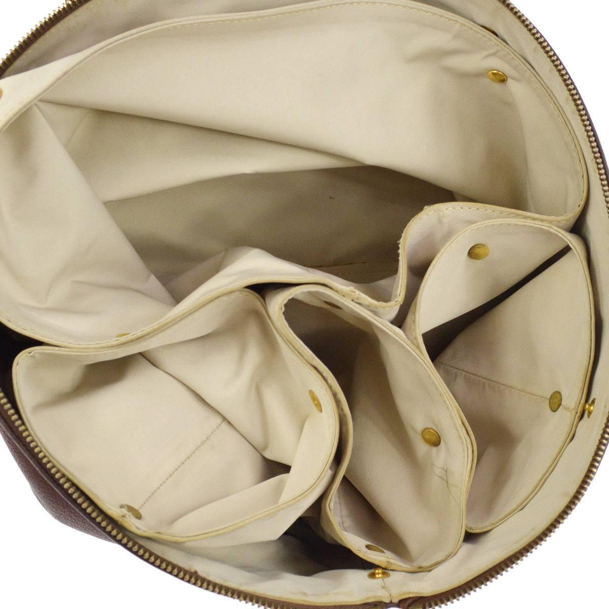 Hermes Brown Leather Vanity Jewelry Travel Storage CarryAll Handle Shoulder Bag 4