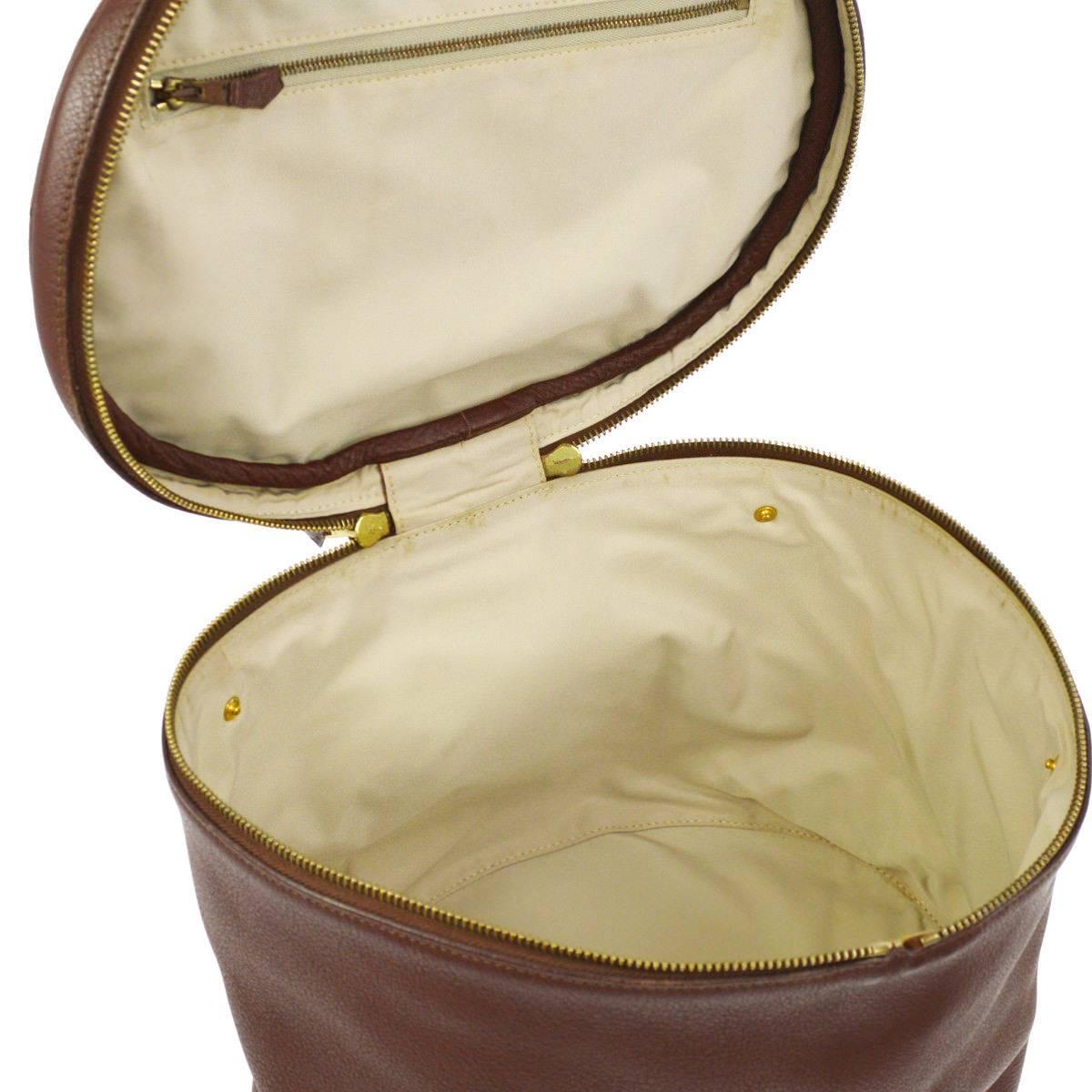 Hermes Brown Leather Vanity Jewelry Travel Storage CarryAll Handle Shoulder Bag 5