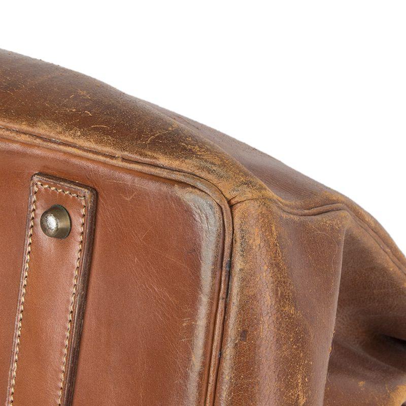 HERMES brown leather VINTAGE HAUT A COURROIES 45 HAC BIRKIN Bag 2