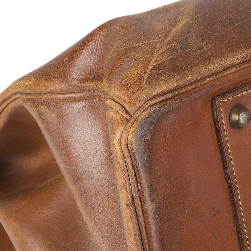 HERMES brown leather VINTAGE HAUT A COURROIES 45 HAC BIRKIN Bag 3