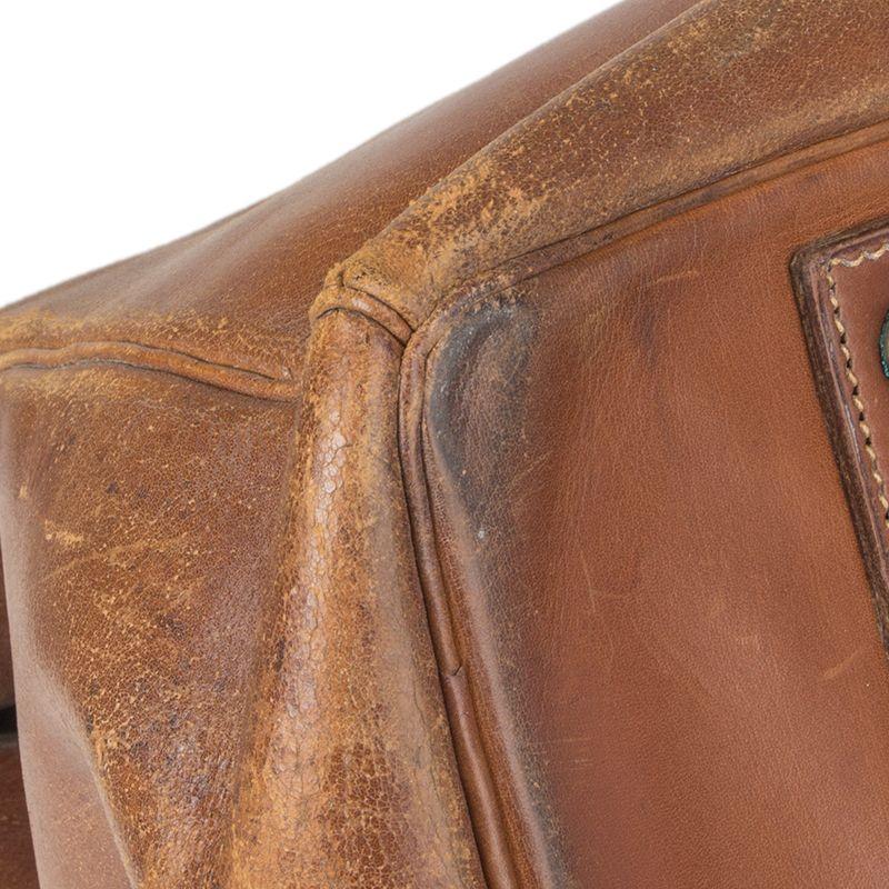 HERMES brown leather VINTAGE HAUT A COURROIES 45 HAC BIRKIN Bag 5