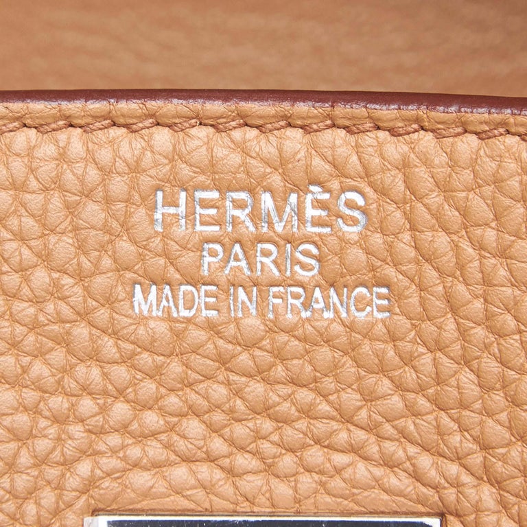 Hermes Brown Light Brown Calf Leather Clemence Birkin 35 France w/ Dust ...