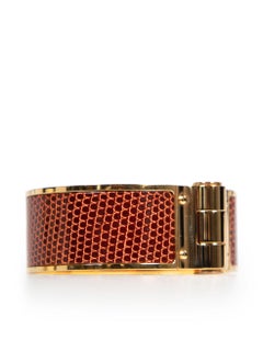 Hermès Brown Lizard Charniere Hinged Bracelet