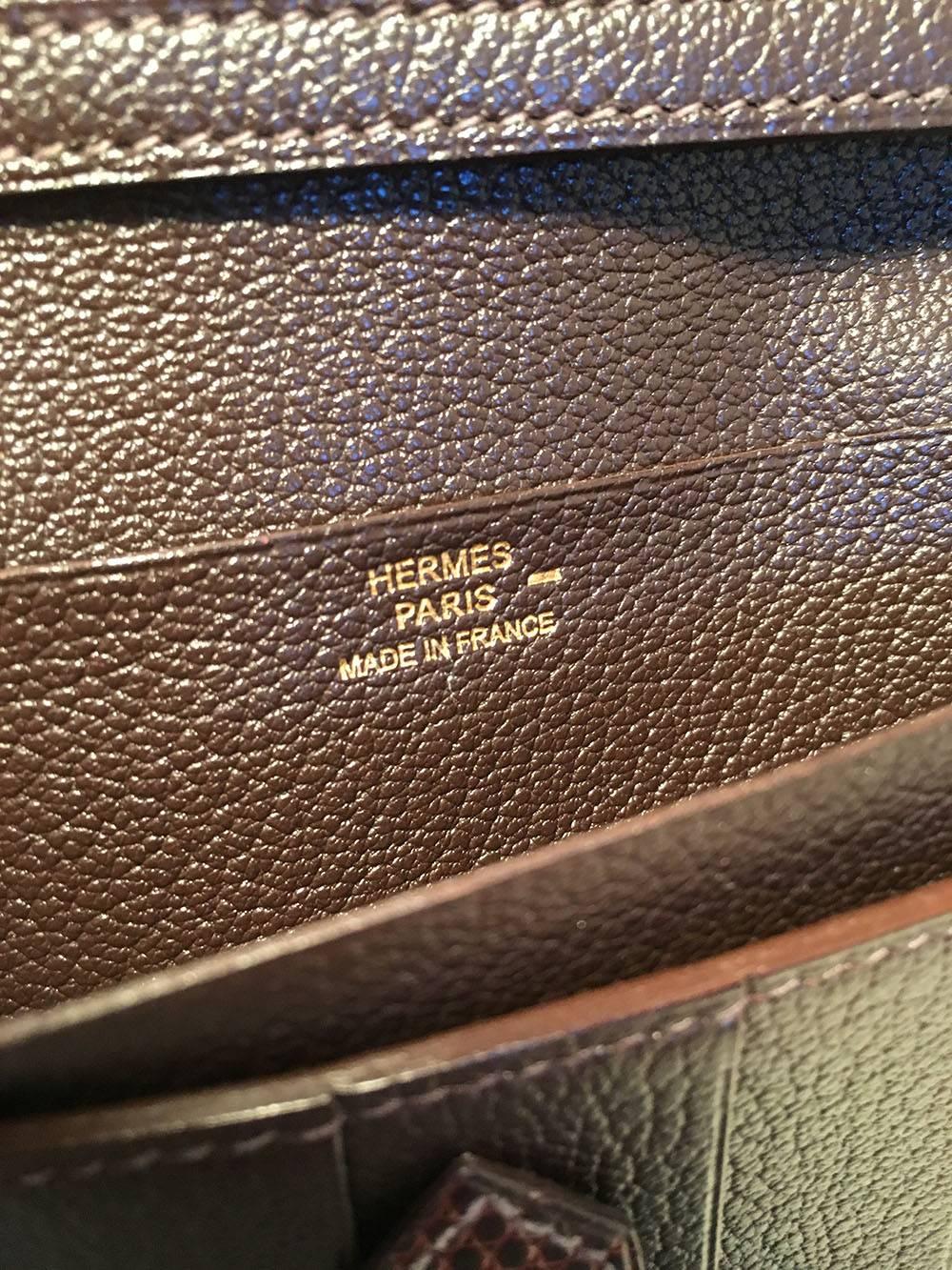 Women's or Men's Hermes Brown Lizard Leather H Portfolio Wallet