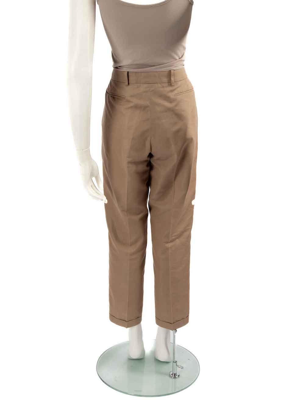 Hermès Brown Mid Rise Straight Leg Trousers Size L In Excellent Condition In London, GB