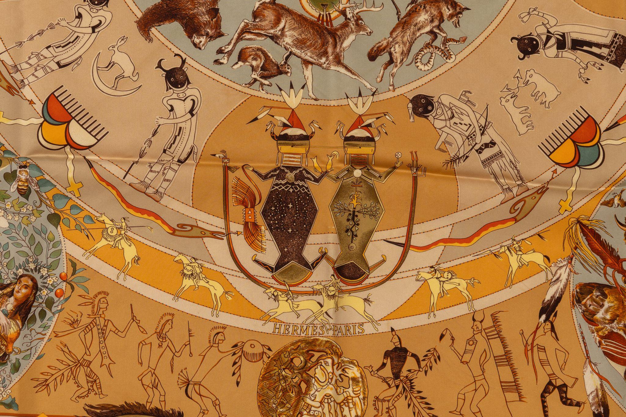 Hermès Brown Mythologies Oliver Scarf In Excellent Condition For Sale In West Hollywood, CA