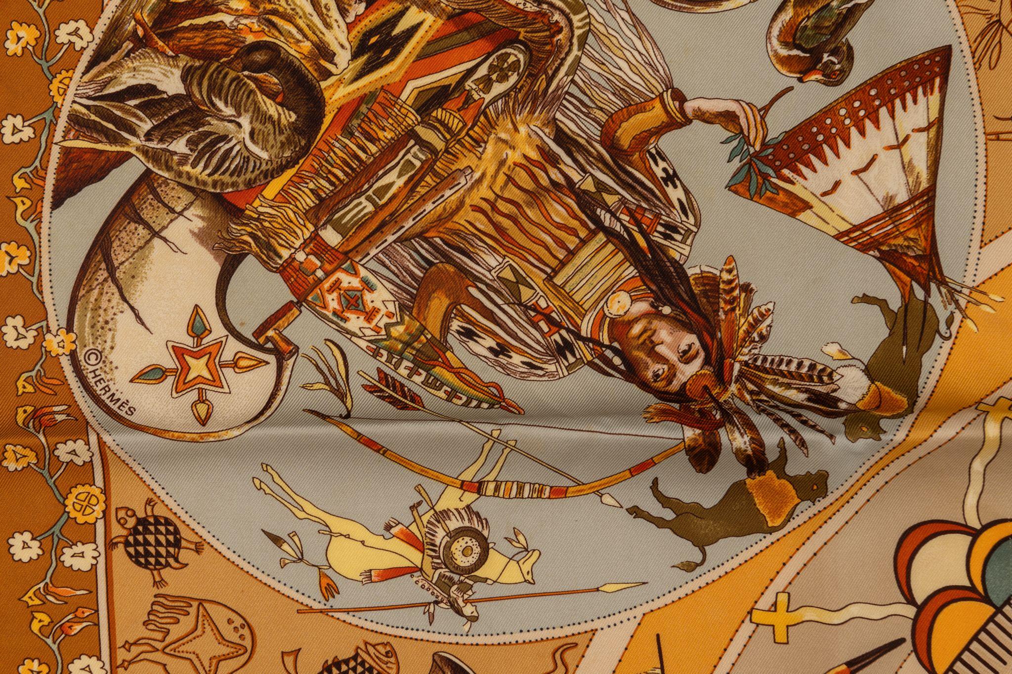 Hermès Brown Mythologies Oliver Scarf For Sale 1